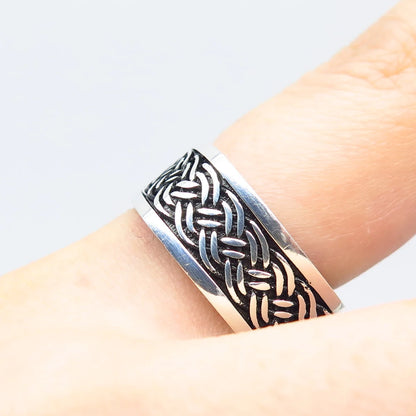 925 Sterling Silver Vintage Braided Band Ring Size 9.75