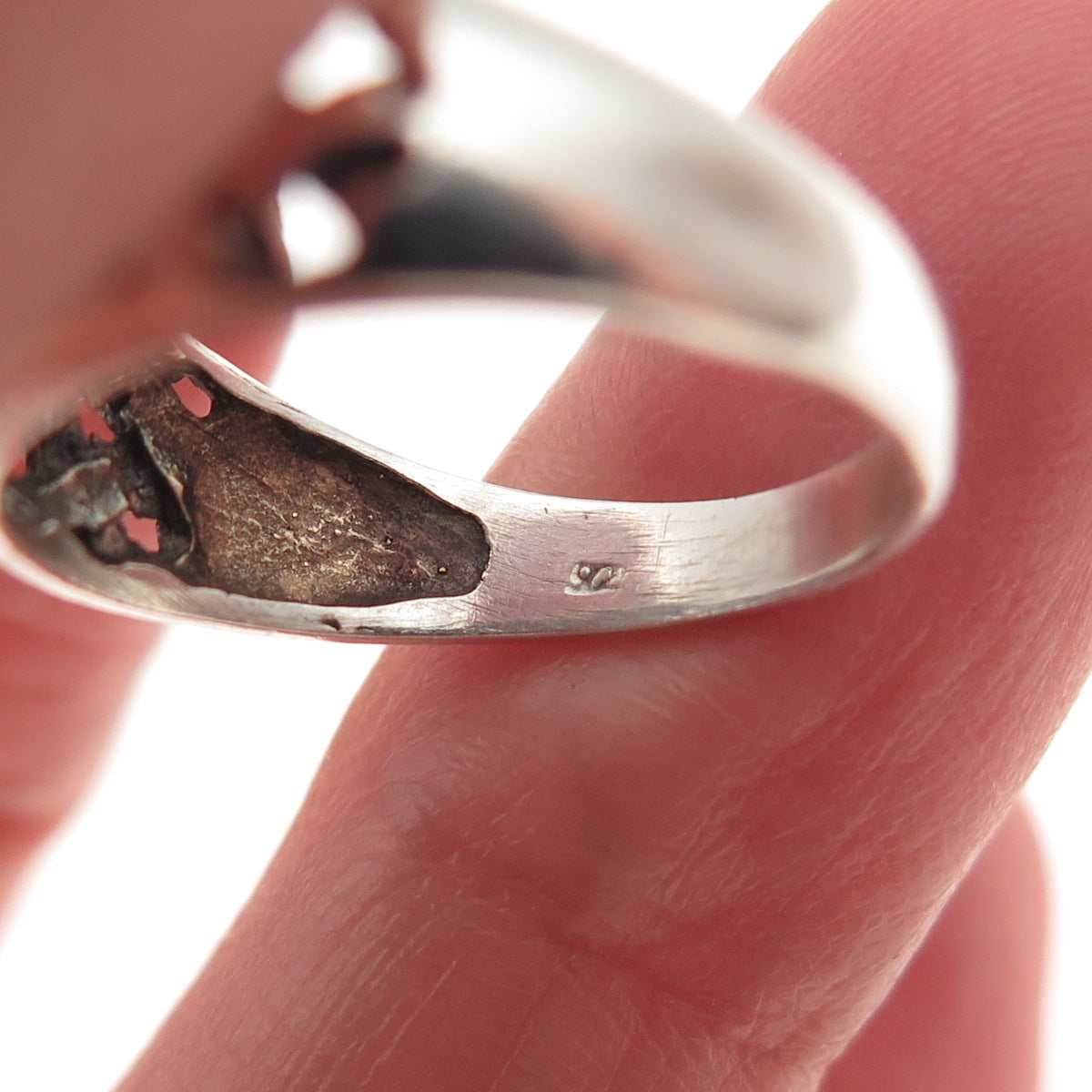 925 Sterling Silver Vintage Woven Oxidized Ring Size 6.25