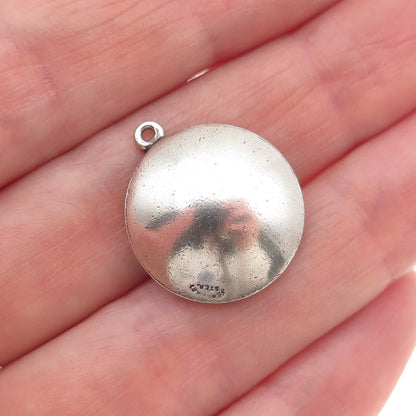 JewelArt Sterling Silver Vintage Stork Carrying Baby Oxidized Mini Charm Pendant