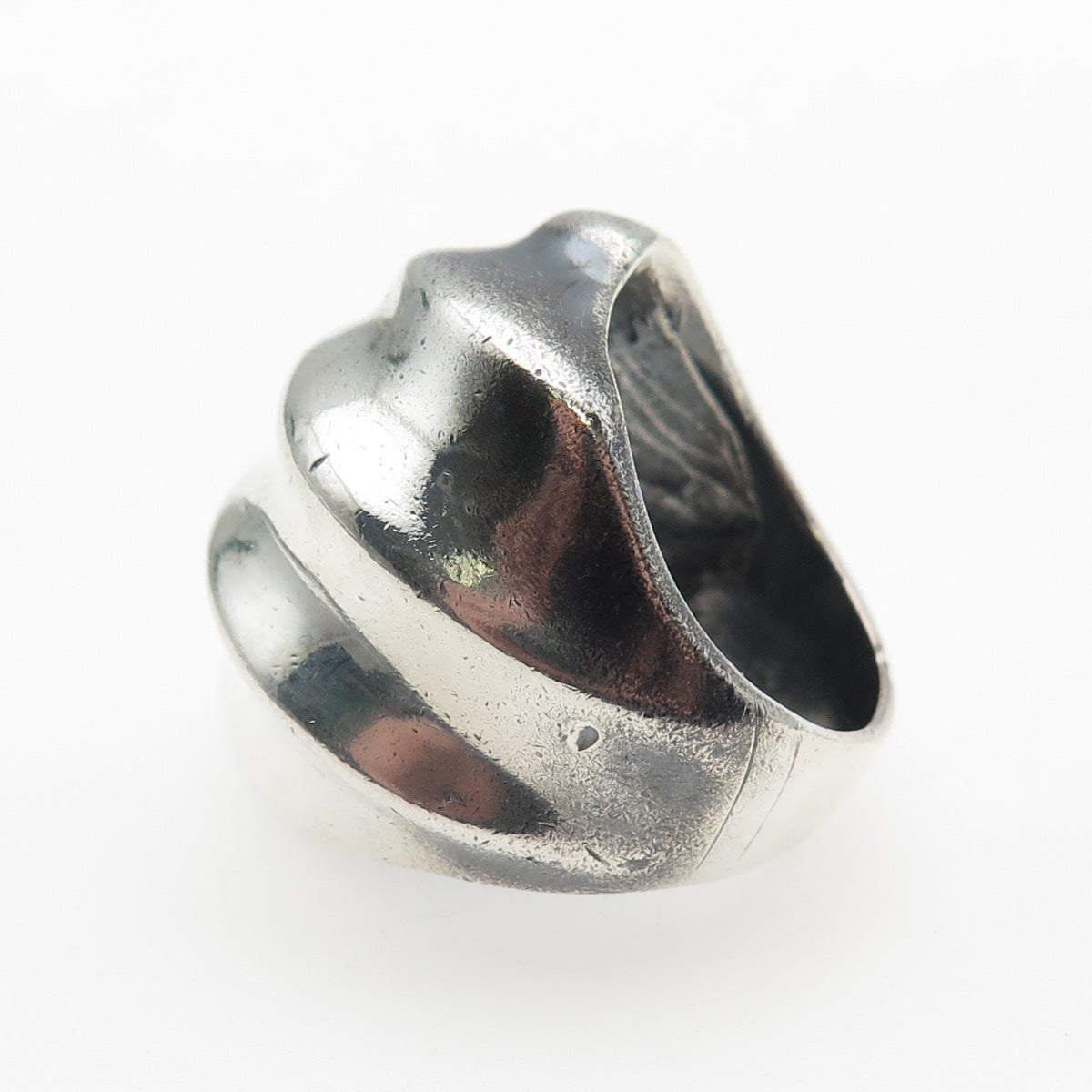 925 Sterling Silver Vintage Mexico Modernist Oxidized Statement Ring Size 6