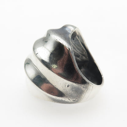 925 Sterling Silver Vintage Mexico Modernist Oxidized Statement Ring Size 6