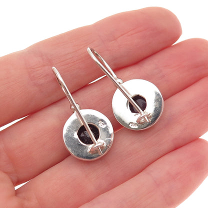 DOUG PAULUS 925 Sterling Silver Vintage Real Amethyst Modernist Earrings