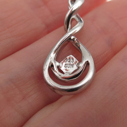 Sun 925 Sterling Silver Real Round-Cut Diamond Infinity Twisted Charm Pendant