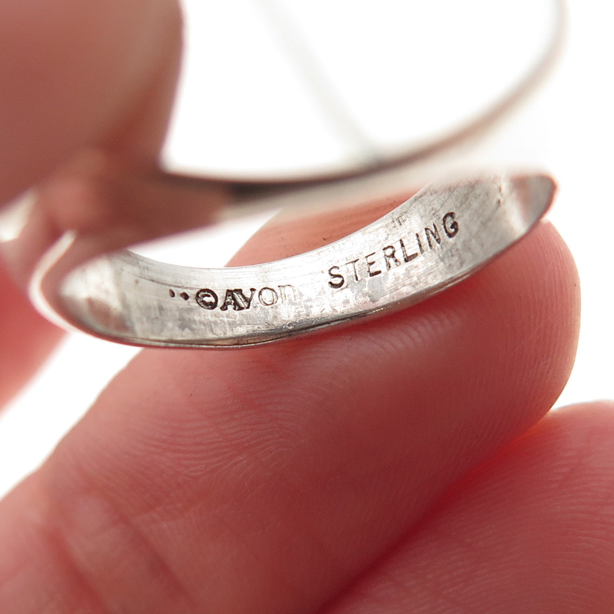 Avon 925 Sterling Silver Vintage Modernist Signet Ring Size 7
