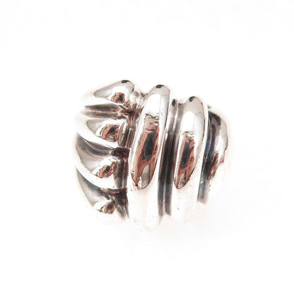 925 Sterling Silver Vintage Modernist Oxidized Ring Size 6