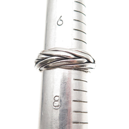 925 Sterling Silver Vintage CII Mexico Braided Oxidized Band Ring Size 7.25