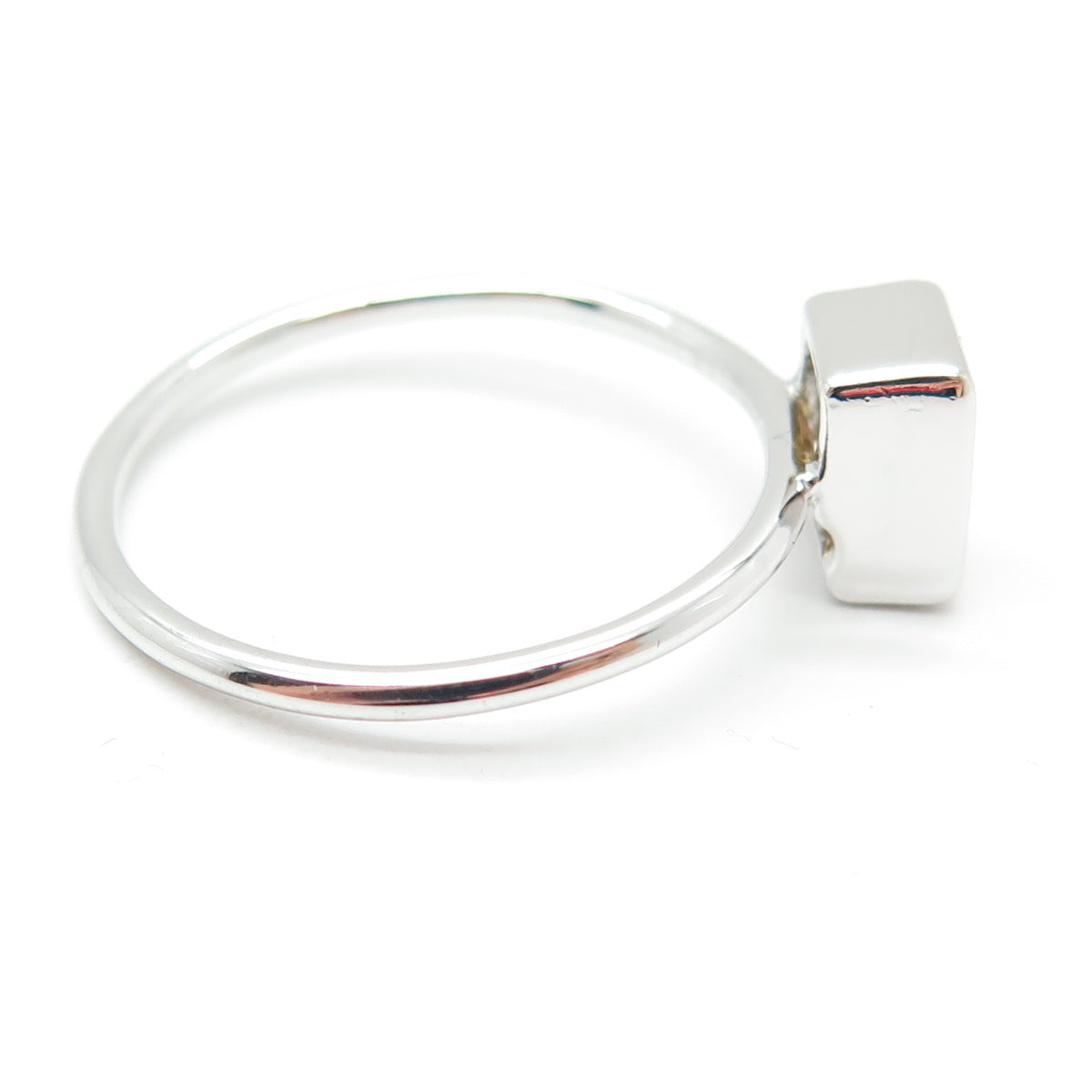 925 Sterling Silver Real Emerald-Cut Citrine Gemstone Minimalist Ring Size 10.5