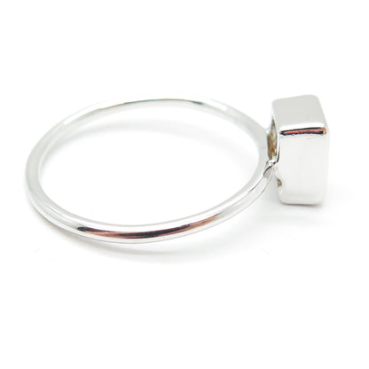 925 Sterling Silver Real Emerald-Cut Citrine Gemstone Minimalist Ring Size 10.5