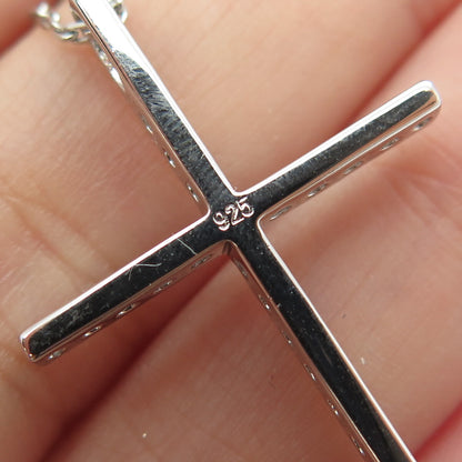 925 Sterling Silver Italy Round-Cut C Z Cross Cable Chain Necklace 16"