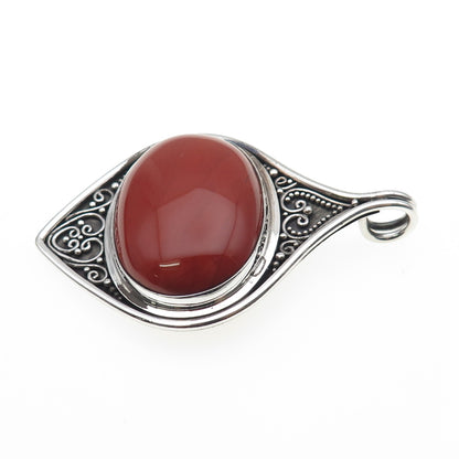 SUARTI BALI 925 Sterling Silver Vintage Real Red Jasper Oxidized Large Pendant