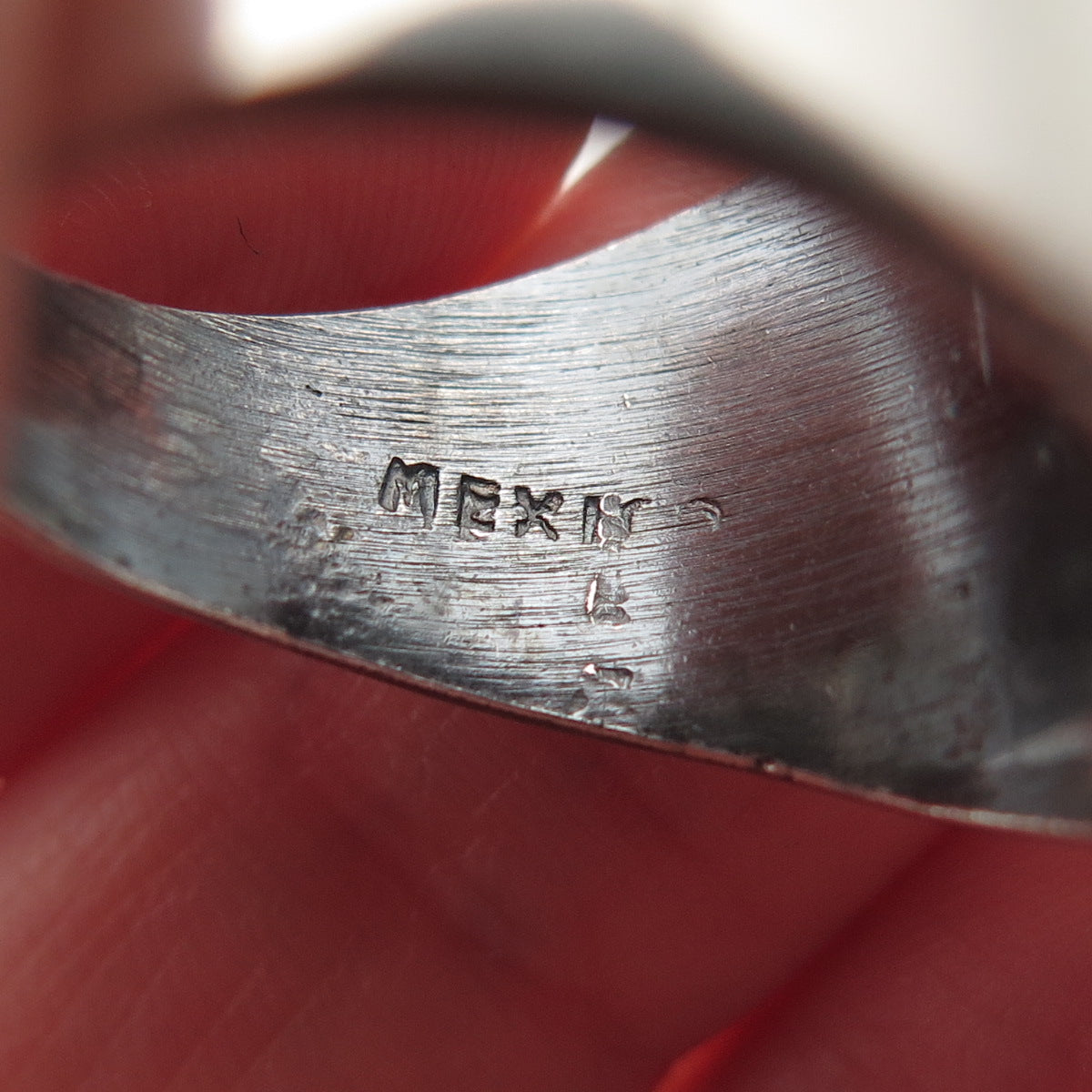 925 Sterling Silver Vintage Mexico Modernist Oxidized Ring Size 8.25