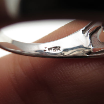 JANE SEYMOUR 925 Sterling Silver Enamel Real Diamond Flower Ring Size 8.25