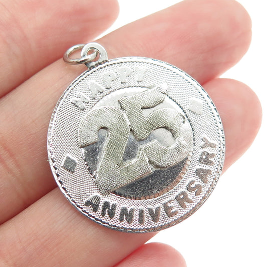 925 Sterling Silver Vintage "Happy Anniversary 25" Pendant