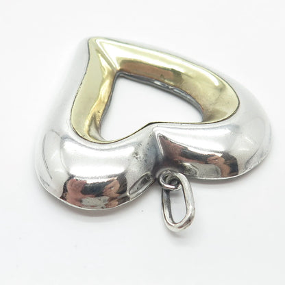 925 Sterling Silver 2-Tone Vintage Mexico Open Heart Pin Brooch