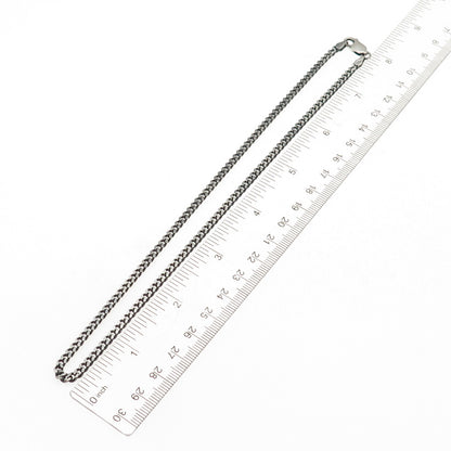 925 Sterling Silver Vintage Italy Oxidized Curb Chain Necklace 16"
