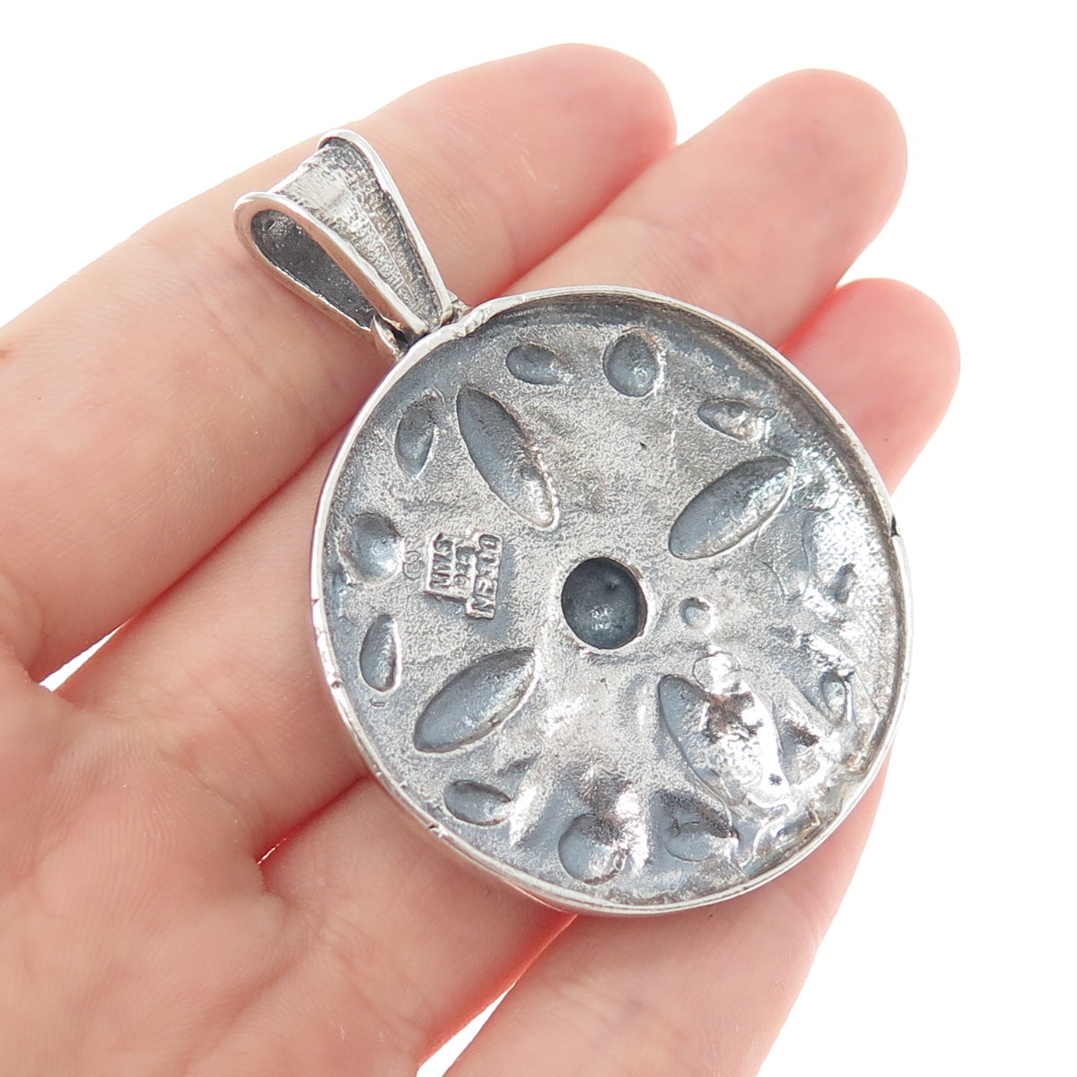 MWS Mark Wasserman Samara Sterling Silver Vintage Mexico Flower Oxidized Pendant