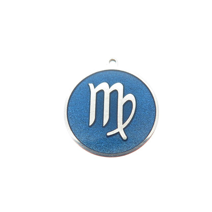 TOKEMOTI 925 Sterling Silver Blue Enamel Virgo Zodiac Minimalist Charm Pendant