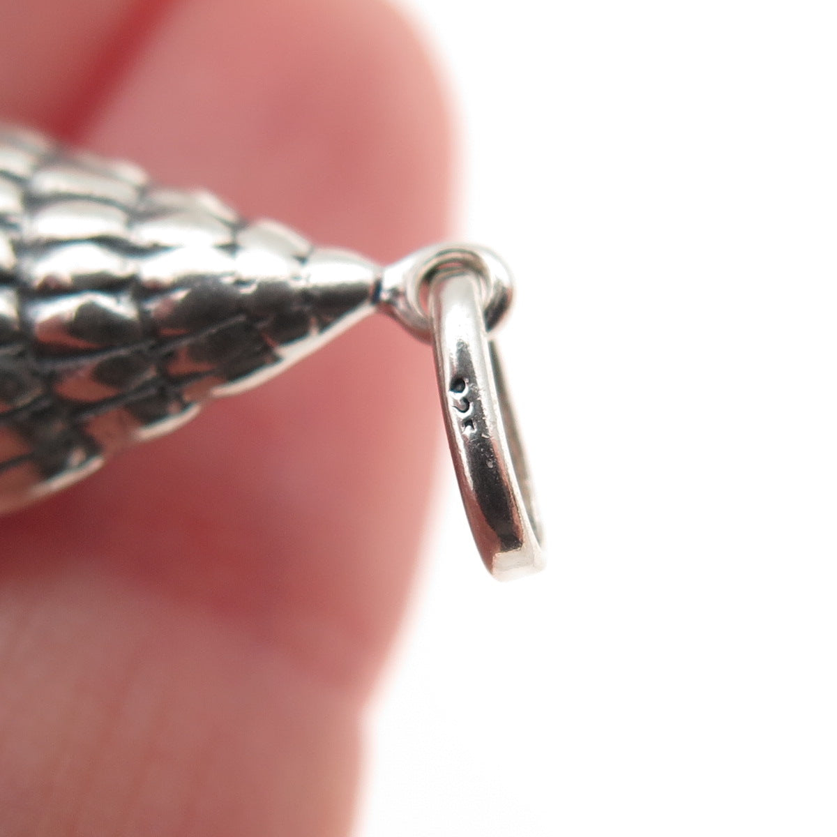 925 Sterling Silver Vintage Seashell Oxidized Charm Pendant