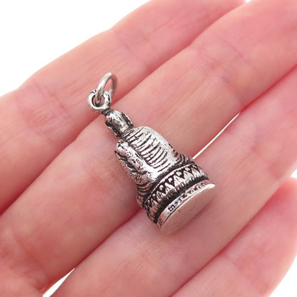 925 Sterling Silver Antique Art Deco Buddha Oxidized 3D Charm Pendant