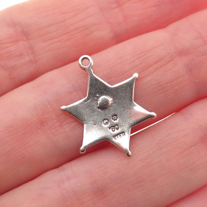 925 Sterling Silver Vintage 1980 Deputy US Marshal Star Mini Charm Pendant
