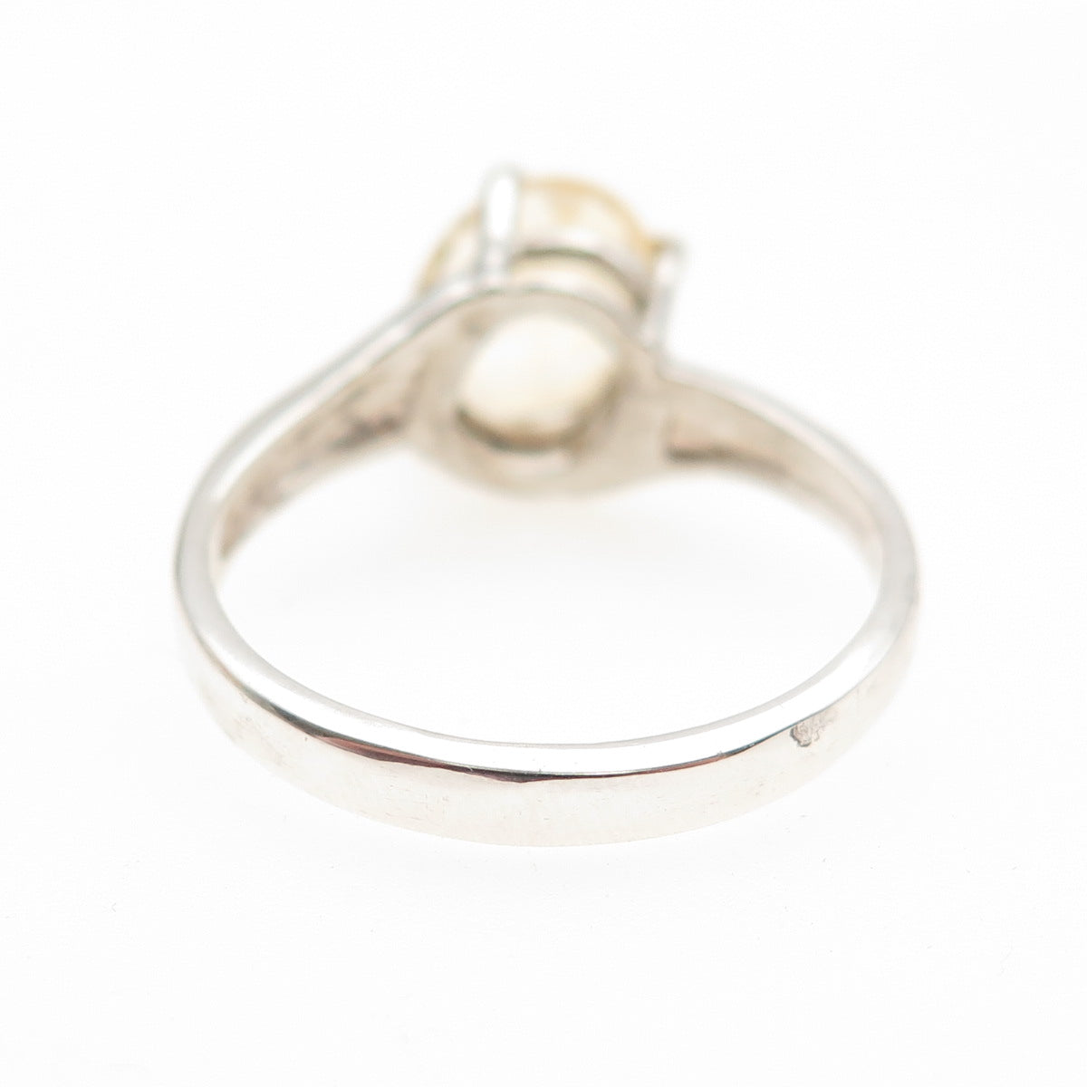 925 Sterling Silver Vintage Real Oval-Cut Citrine Bypass Ring Size 8.75