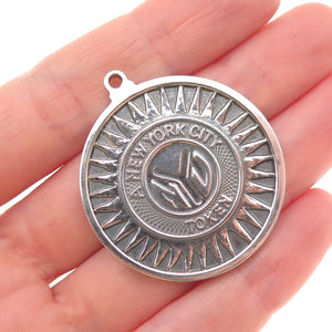 The Vets Medal 925 Sterling Silver Vintage NYC Token Oxidized Pendant