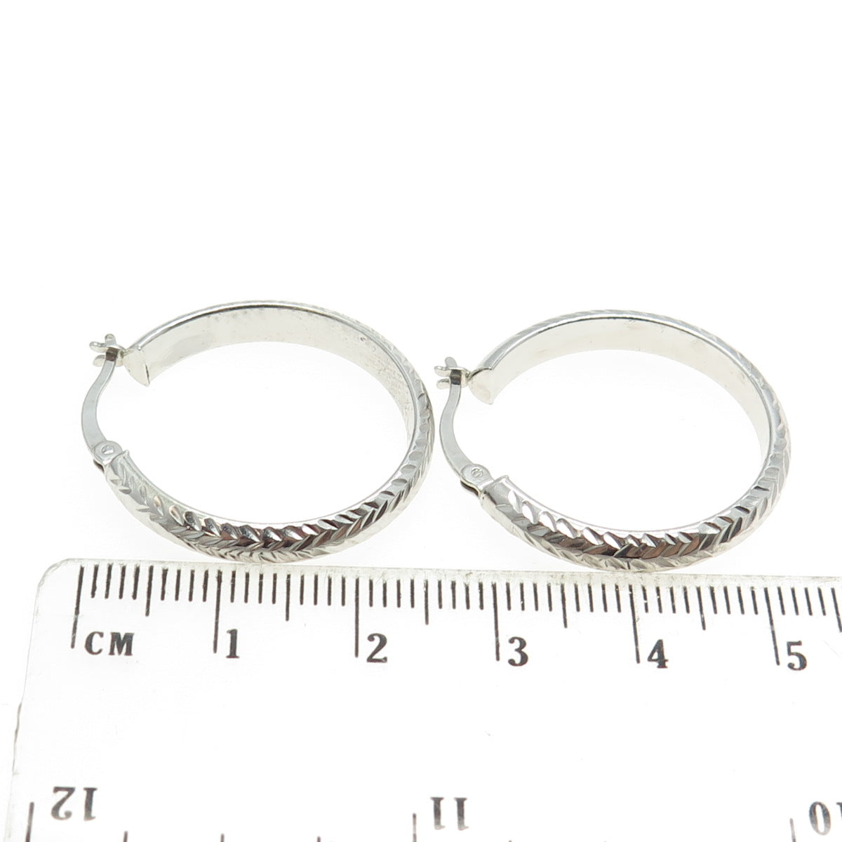 925 Sterling Silver Etched Arrow Hoop Earrings