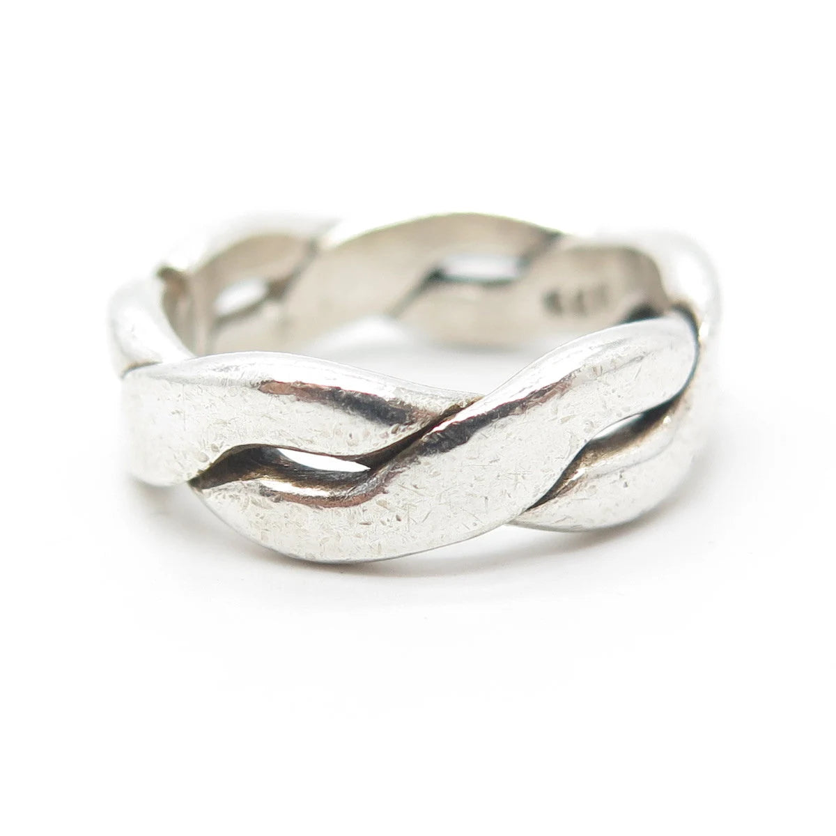 925 Sterling Silver Vintage Mexico Woven Band Ring Size 7.25