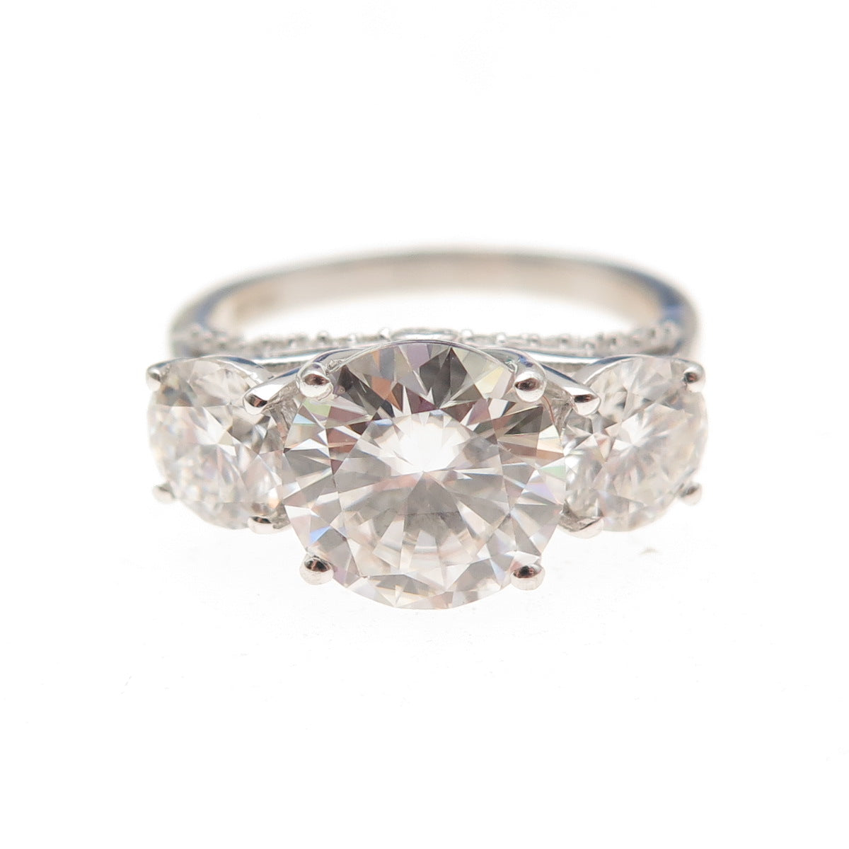 D'Joy 925 Sterling Silver Real Moissanite Engagement Ring Size 7.25