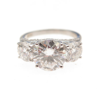 D'Joy 925 Sterling Silver Real Moissanite Engagement Ring Size 7.25