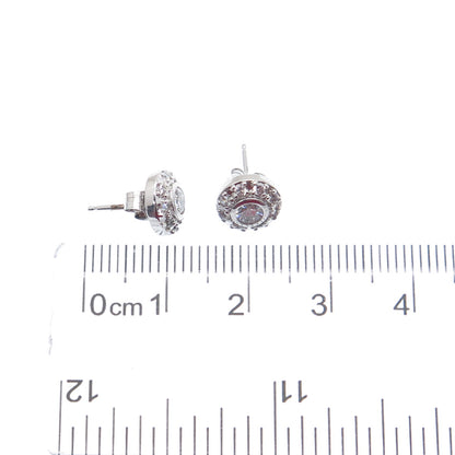 925 Sterling Silver Round-Cut Shaped C Z Sparkle Stud Earrings