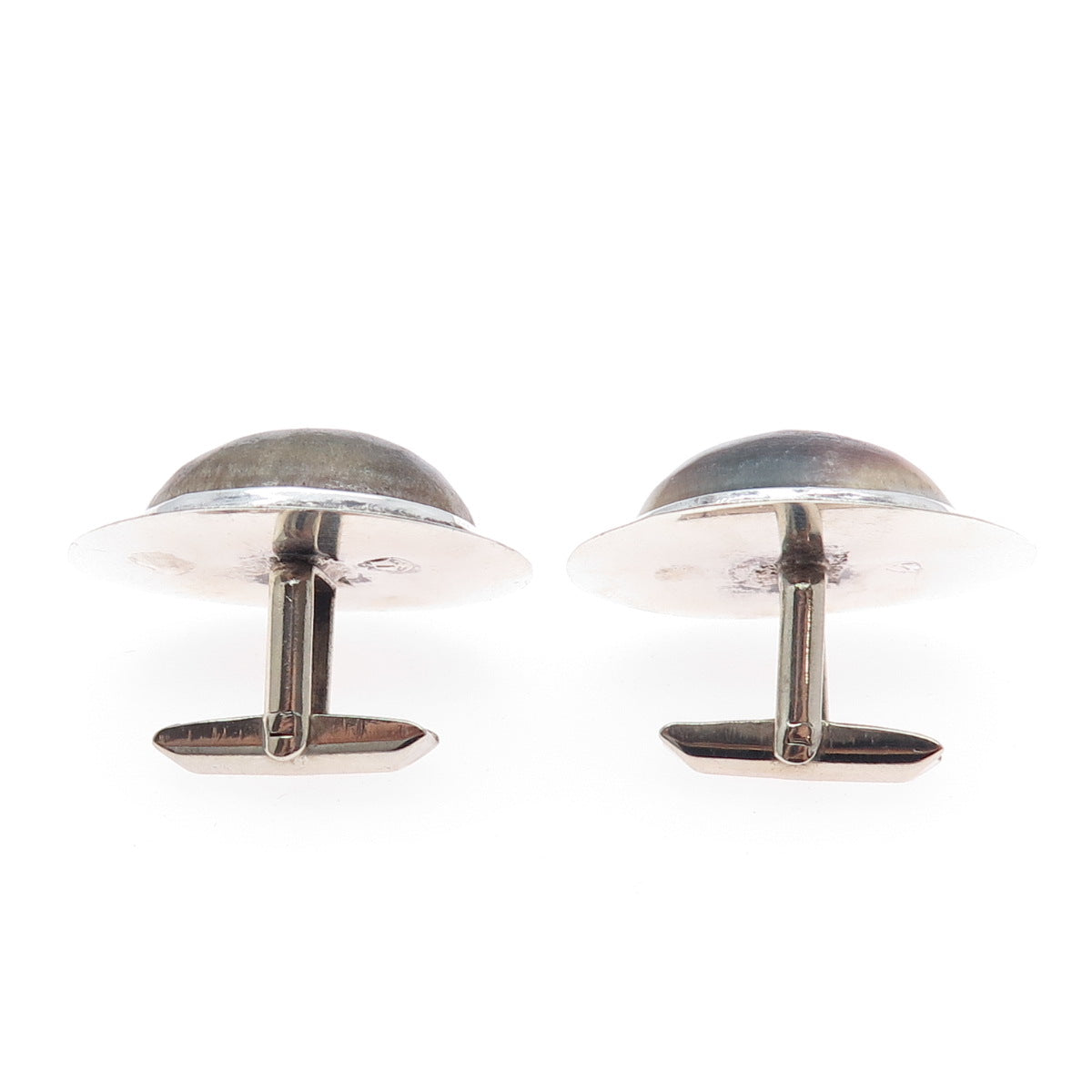 925 Sterling Silver Vintage Mexico Real Jasper Modernist Cufflinks