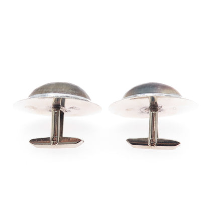 925 Sterling Silver Vintage Mexico Real Jasper Modernist Cufflinks