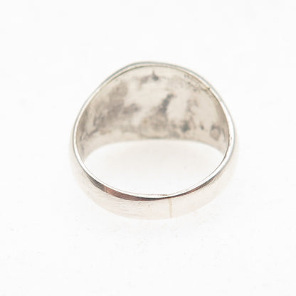 925 Sterling Silver Vintage Real Lapis Oxidized Dome Ring Size 4.5