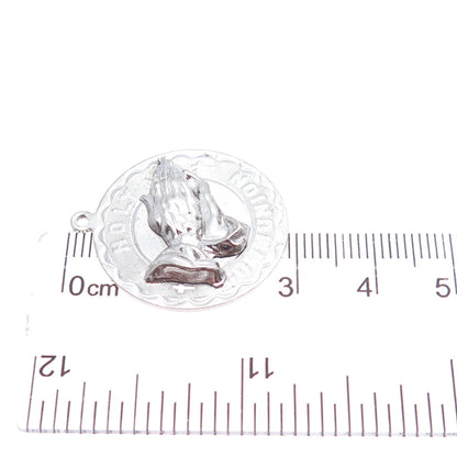 SPENCER 925 Sterling Silver Vintage Holy Communion Praying Hands Charm Pendant