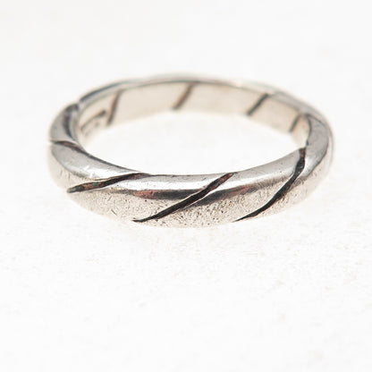 925 Sterling Silver Vintage Twisted Oxidized Band Ring Size 7