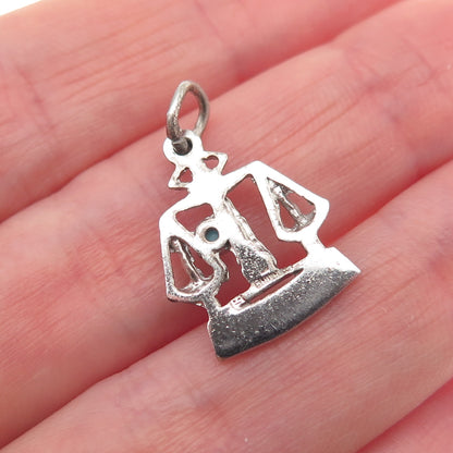 925 Sterling Silver Vintage Rhinestone Libra Zodiac Sign Mini Charm Pendant