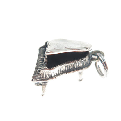 JEWELART 925 Sterling Silver Vintage Piano Oxidized Minimalist 3D Charm Pendant