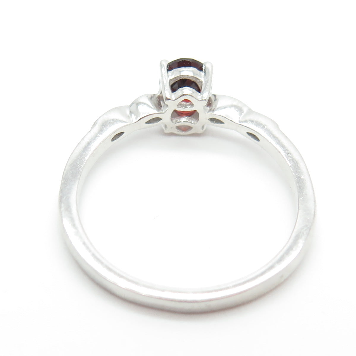 CHUCK CLEMENCY 925 Sterling Silver Real Oval-Cut Red Garnet Ring Size 9