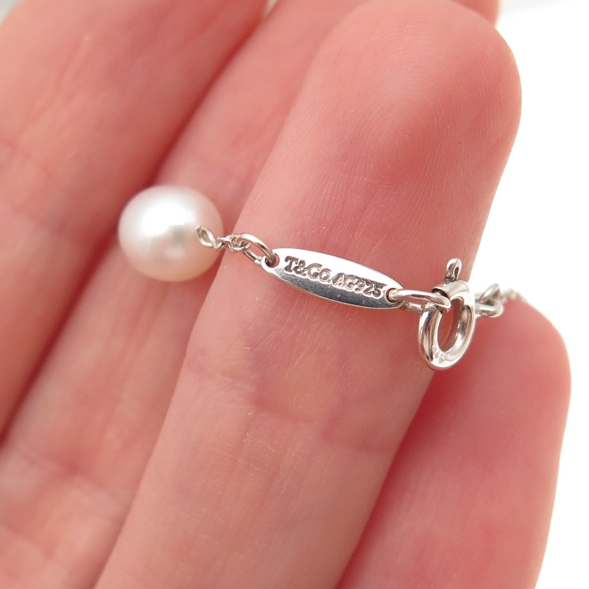 Tiffany & Co. Elsa Peretti 925 Sterling Vintage Pearl by the Yard Bracelet 7.5"