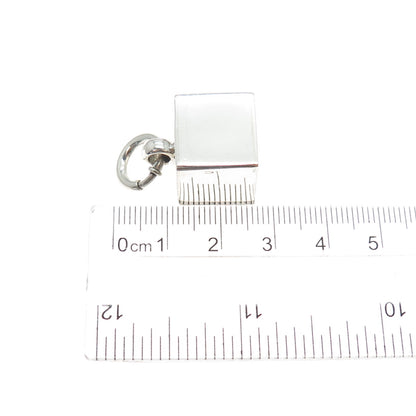 925 Sterling Silver Vintage Cube Spring Ring Mini 3D Charm Pendant