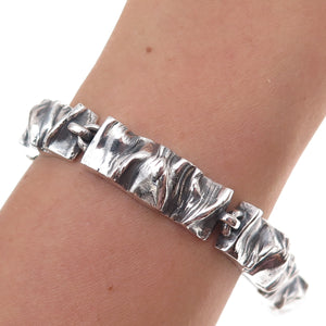 Matti J Hyvarinen 925 Sterling Silver Vintage 1973 Finland Modernist Bracelet 7"
