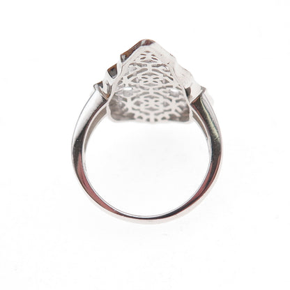 925 Sterling Silver Floral Ornate Ring Size 7
