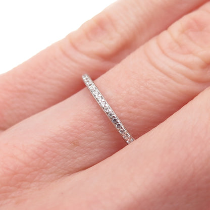 925 Sterling Silver Round-Cut C Z Half Eternity Stackable Band Ring Size 6