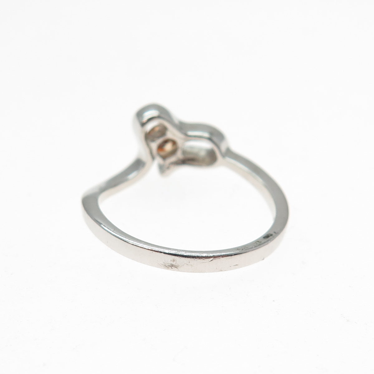 925 Sterling Silver Round-Cut Champagne C Z Modernist Heart Ring Size 8