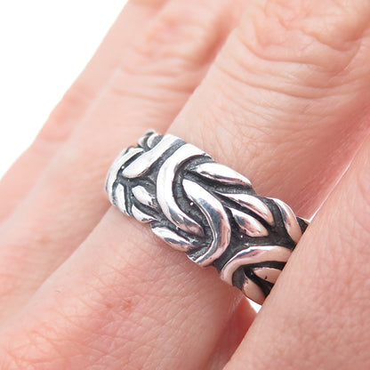 925 Sterling Silver Vintage Byzantine Oxidized Band Ring Size 11.75