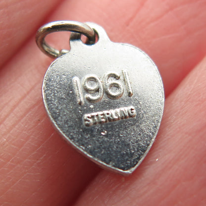 925 Sterling Silver Vintage 1961 Beta Sigma Phi Heart Minimalist Charm Pendant