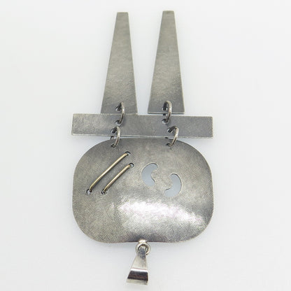 925 Sterling Silver Vintage Modernist Oxidized Pendant