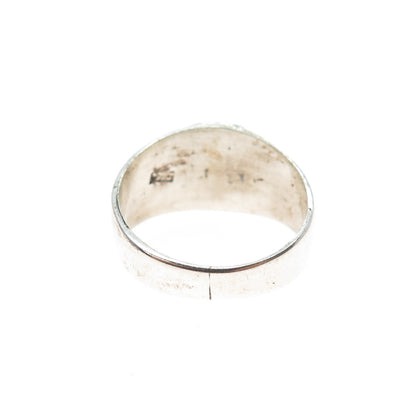 925 Sterling Silver Vintage Cancer Zodiac Sign Oxidized Signet Ring Size 4