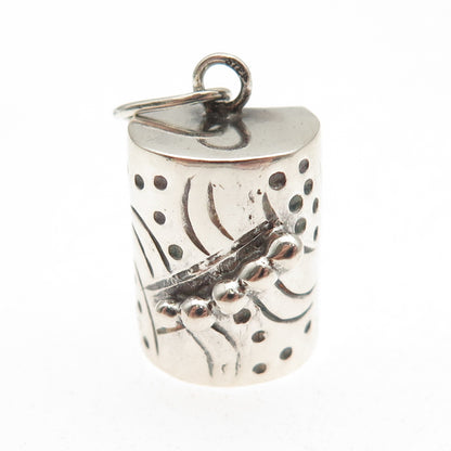 925 Sterling Silver Vintage Modernist Beaded Mini Charm Pendant